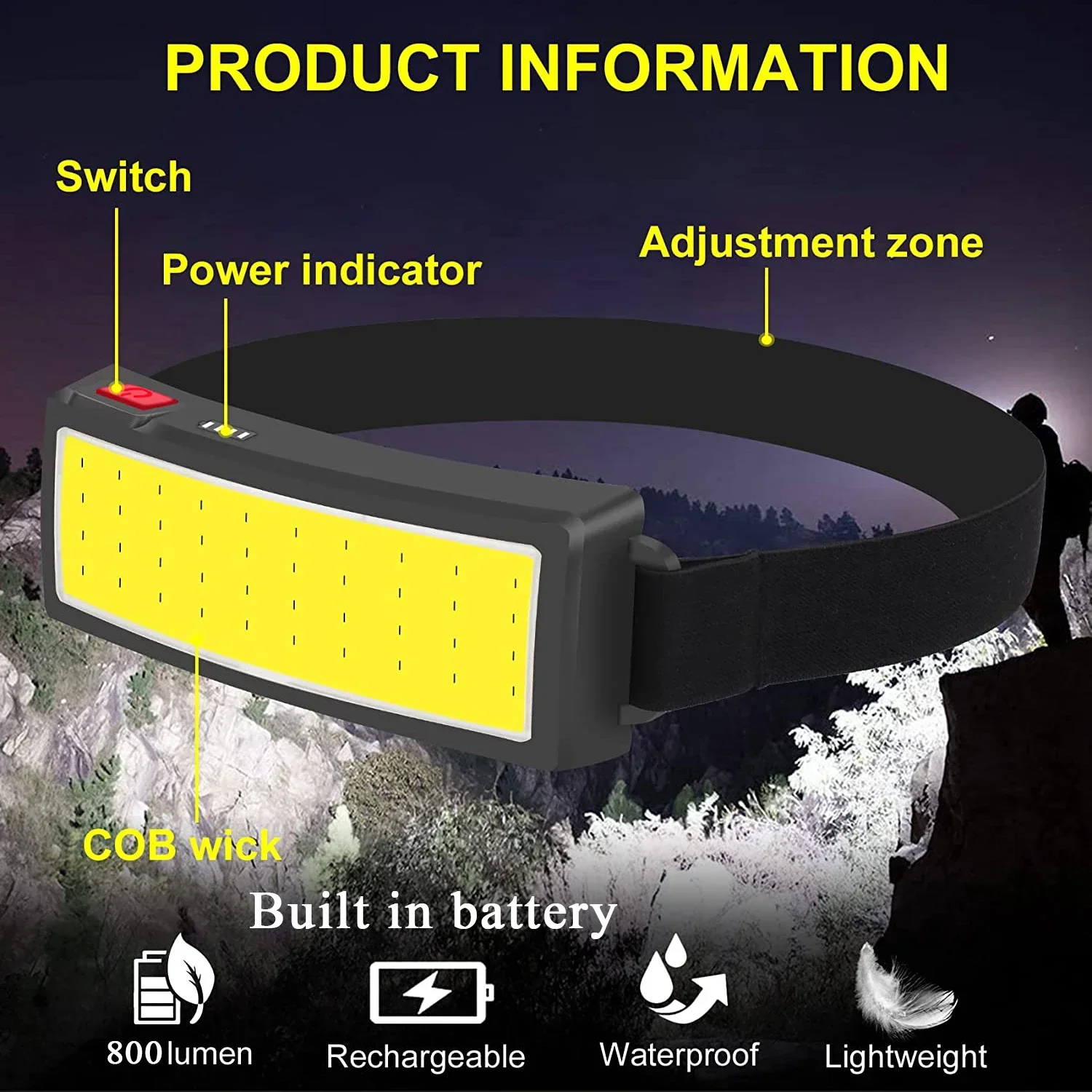 Powerful COB LED Headlamp Type - Fish Finder Battery recension och pris