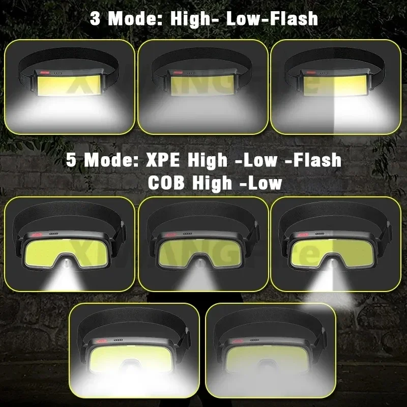 Powerful COB LED Headlamp Type - Fish Finder Battery recension och pris